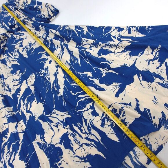 ZARA Emilie Belted Long Sleeve Printed Midi Shirt Dress Quiet Luxury Medium Blue - Picture 4 of 8